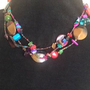 Multi color beads necklace and earrings.